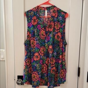 Vibrant Floral Sleeveless Blouse - Multicolor